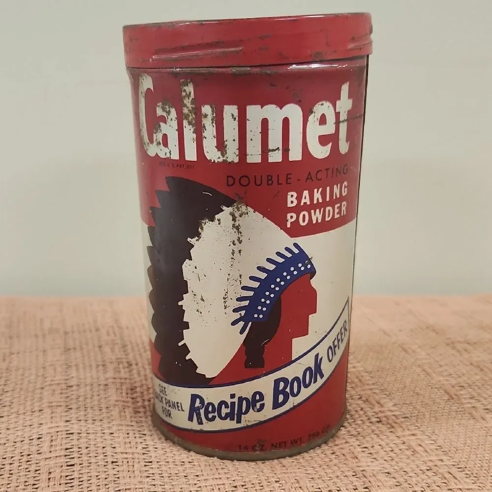 Vintage Calumet Baking Powder Tin Red and Blue